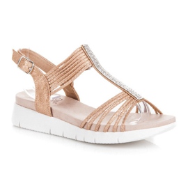 Kylie Sandały Z Kryształkami brązowe 2