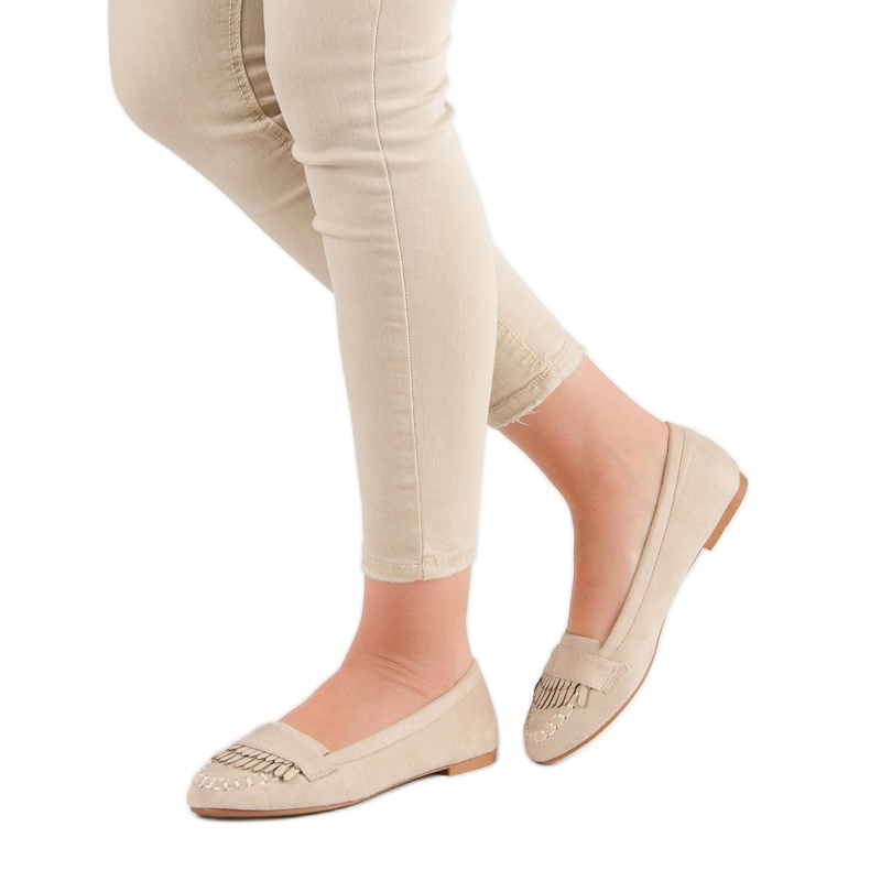 Small Swan Klasyczne Jasnobeżowe Mokasyny beżowy 1