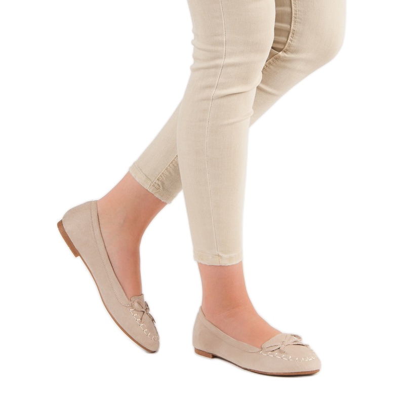 Small Swan Jasnobeżowe Mokasyny Z Kokardką beżowy 1