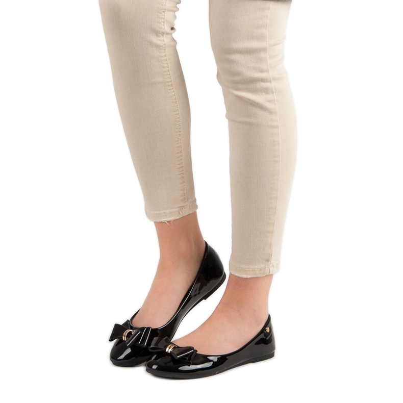 Lakierowane Baleriny Z Kokardką VINCEZA czarne 2