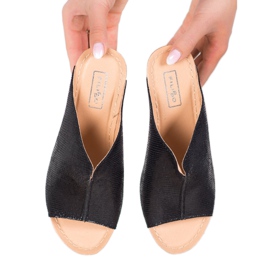 Filippo Czarne Klapki Na Koturnie 2