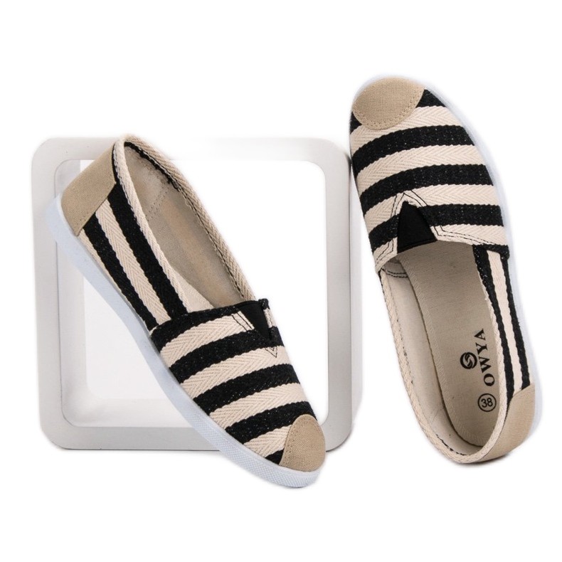 Slipony W Paski czarne brązowe 2