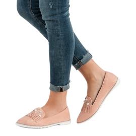 Ch. Creation Pudrowe Mokasyny Z Perełkami różowe 1