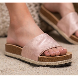 Kylie Błyszczące Różowe Klapki 1