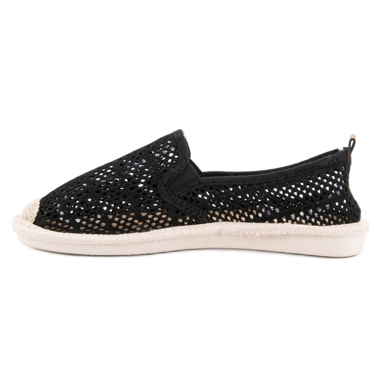 Koronkowe Trampki Slip On czarne 2