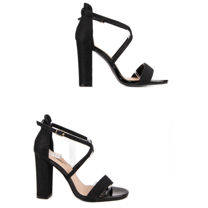 Seastar Eleganckie Sandałki Z Brokatem czarne 1