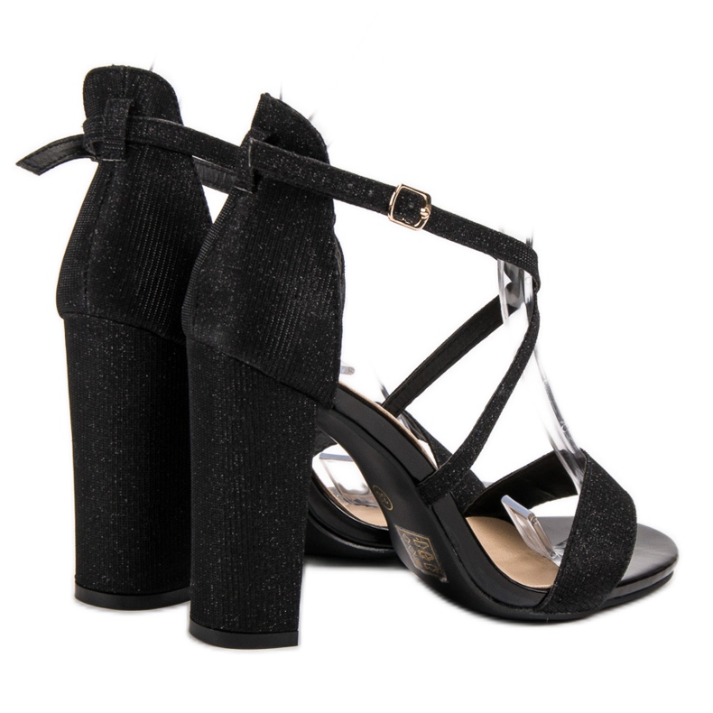 Seastar Eleganckie Sandałki Z Brokatem czarne 2