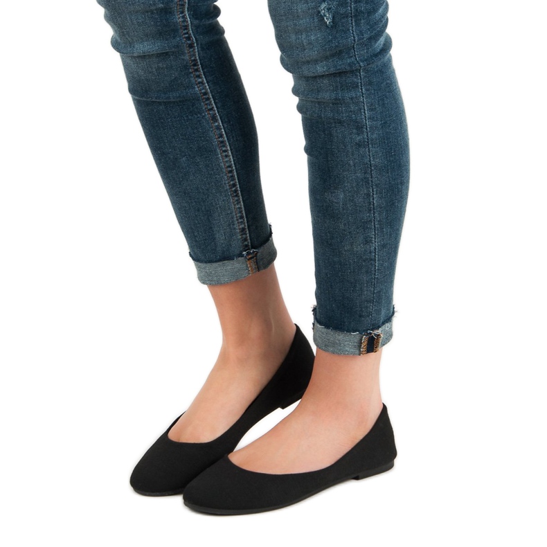 Ideal Shoes Czarne Tekstylne Baleriny 2