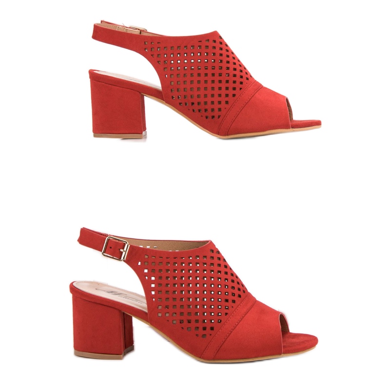 Casualowe Zabudowane Sandały czerwone 2