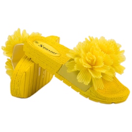 Seastar Żółte Klapki Z Kwiatami 5