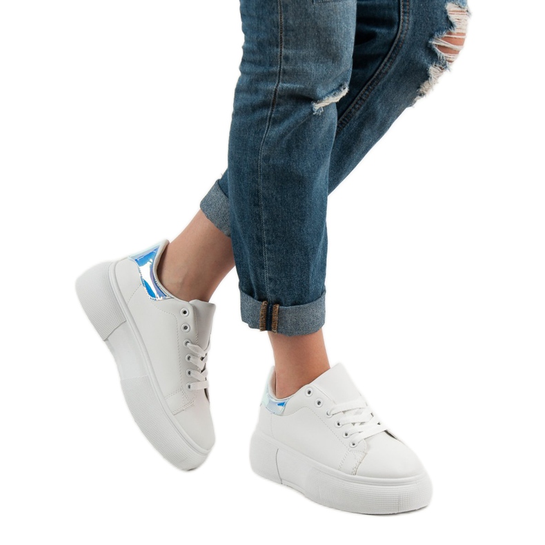 Renda Białe Buty Na Platformie 2
