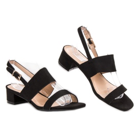 Small Swan Wygodne Sandały Na Obcasie czarne 2