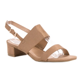 Small Swan Wygodne Sandały Na Obcasie brązowe 1