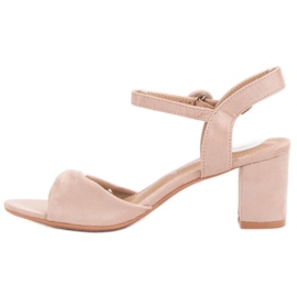 Eleganckie Pudrowe Sandałki brązowe 1