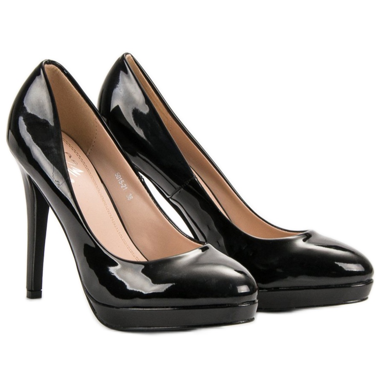 Small Swan Lakierowane Szpilki Na Platformie czarne 1