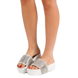 Marquiz Modne Klapki Na Platformie białe wielokolorowe 1