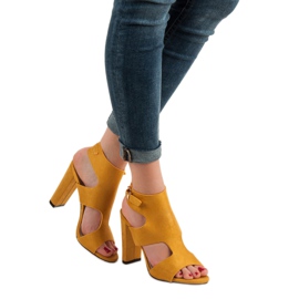 Ideal Shoes Seksowne Sandałki Na Obcasie żółte 4