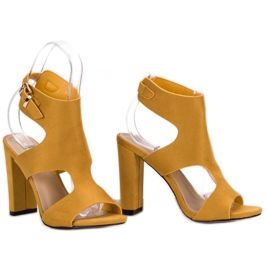 Ideal Shoes Seksowne Sandałki Na Obcasie żółte 5