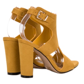 Ideal Shoes Seksowne Sandałki Na Obcasie żółte 6