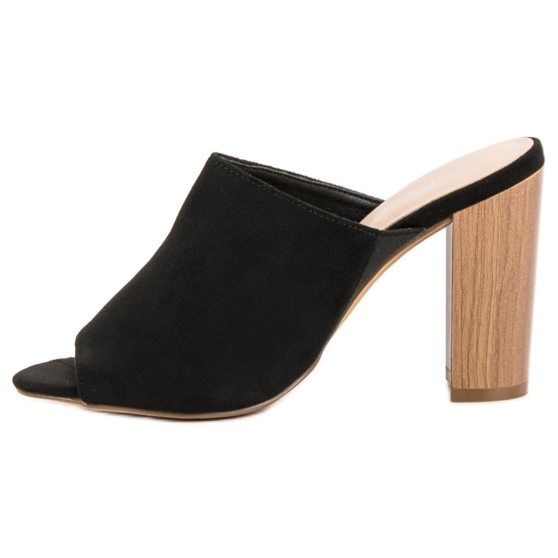 Kayla Zabudowane Klapki Na Obcasie czarne 1