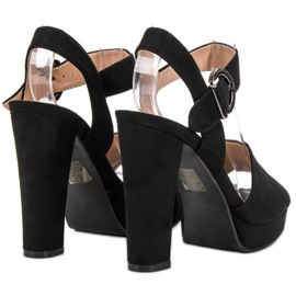 SHELOVET Czarne Sandałki Na Platformie 2