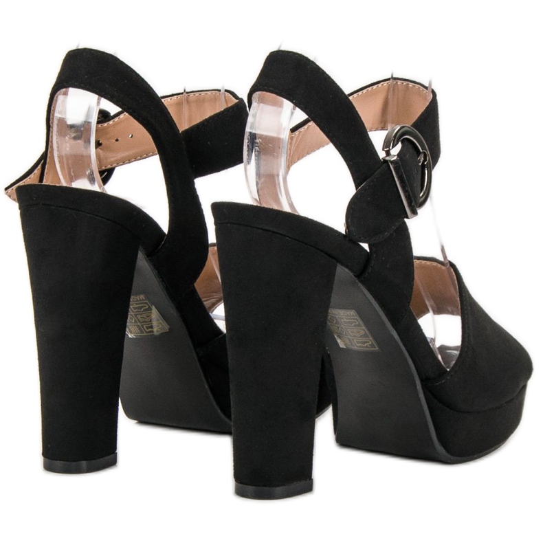 SHELOVET Czarne Sandałki Na Platformie 2