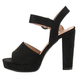 SHELOVET Czarne Sandałki Na Platformie 1