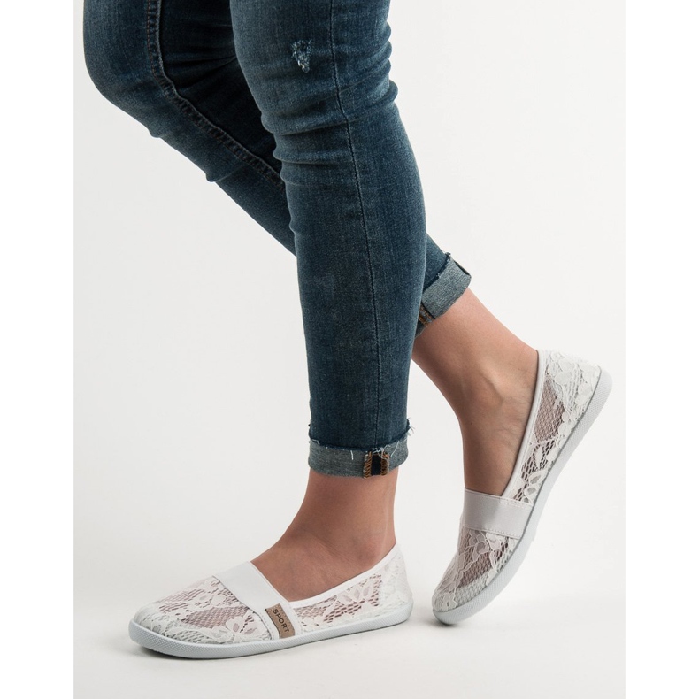 SHELOVET Koronkowe Baleriny białe 2