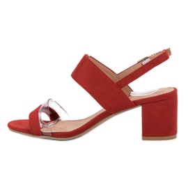 Ideal Shoes Modne Sandały Damskie czerwone 1