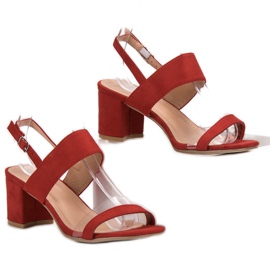 Ideal Shoes Modne Sandały Damskie czerwone 3