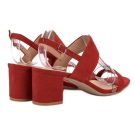 Ideal Shoes Modne Sandały Damskie czerwone 5