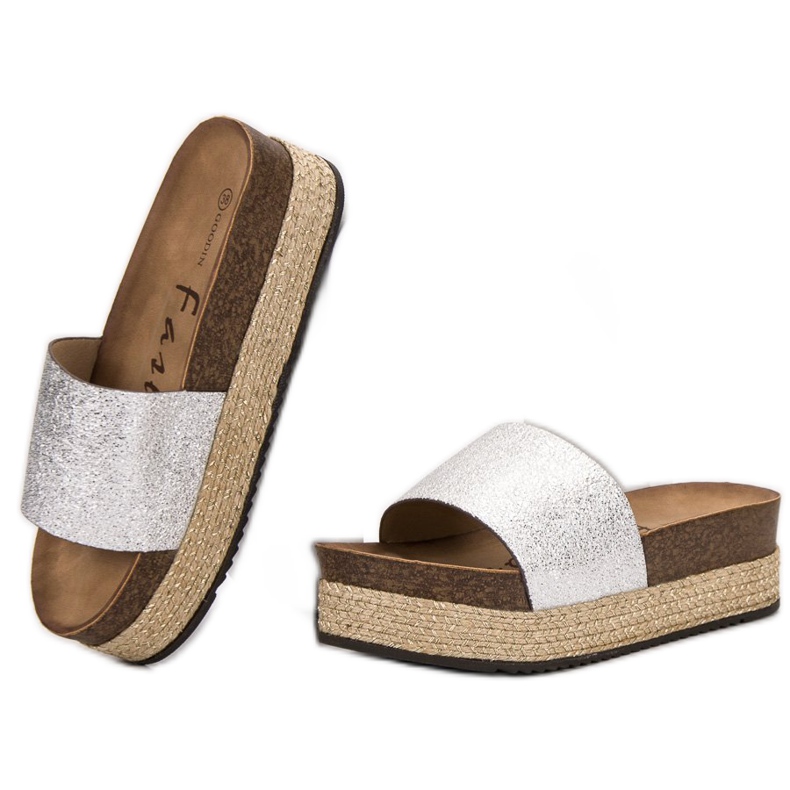 Goodin Klapki Na Platformie szare 1