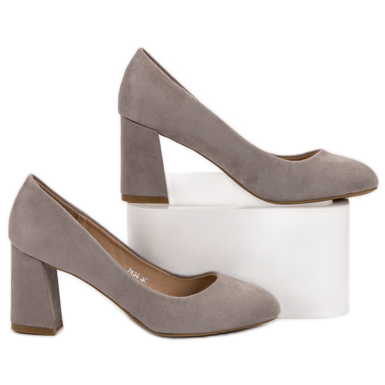 Super Mode Czółenka Na Słupku szare 2