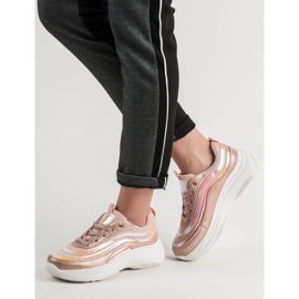 SHELOVET Sneakersy Na Platformie różowe 2
