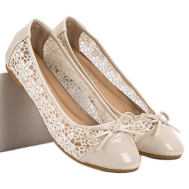 Diamantique Modne Balerinki brązowe 1