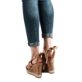 Anesia Paris Sandały Na Koturnie brązowe 1