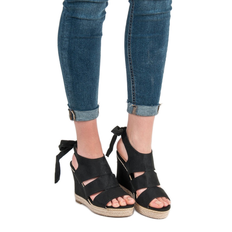 Anesia Paris Sandały Na Koturnie czarne 2