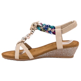 SHELOVET Sandałki Z Ozdobami brązowe 2