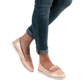 SHELOVET Lakierowane Mokasyny różowe 1