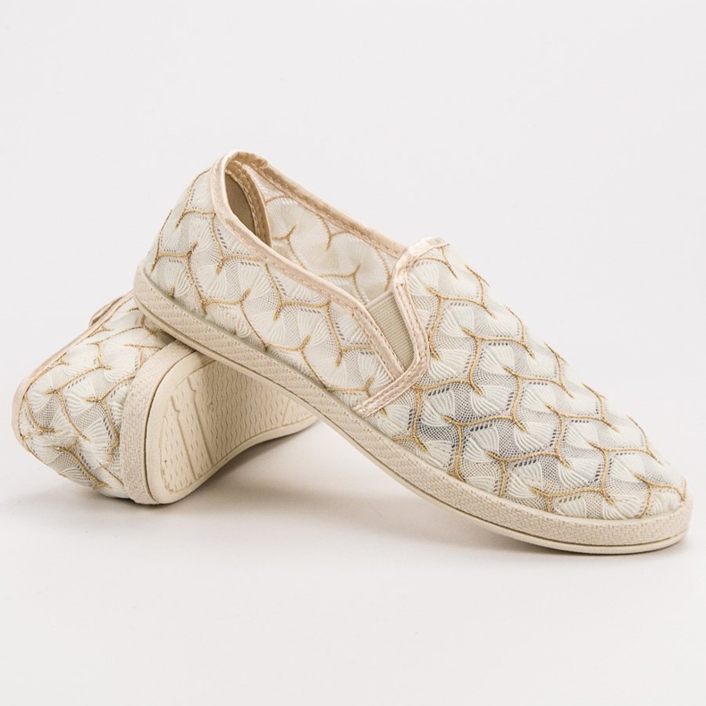 Koronkowe Slipony VICES brązowe 2