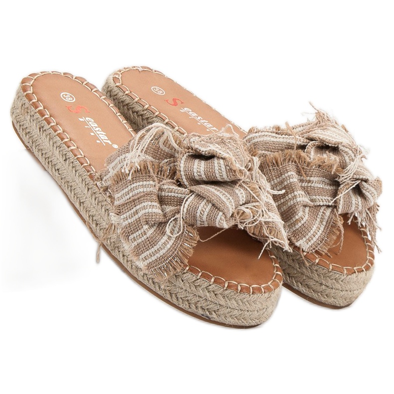 Seastar Klapki W Paski brązowe 1