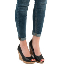 Czółenka Na Koturnie Open Toe VICES czarne 2