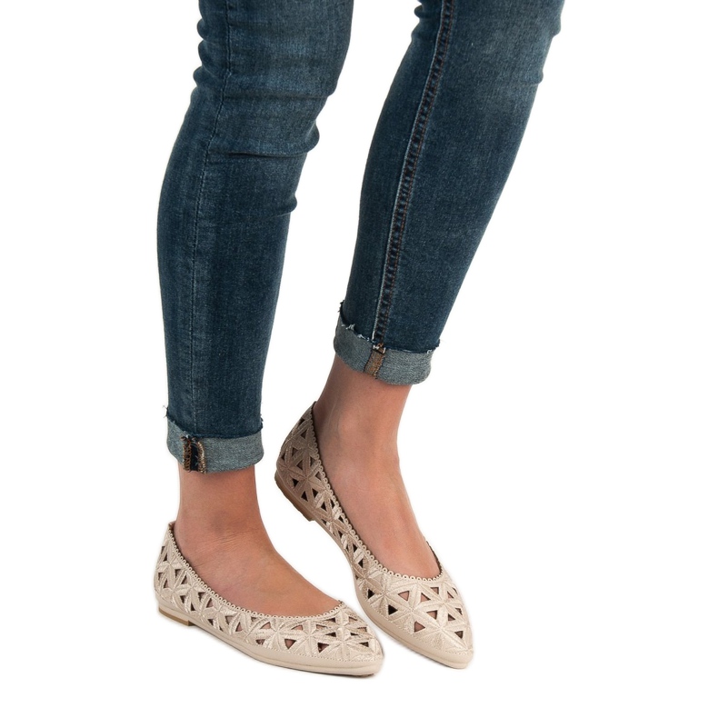 Ażurowe Baleriny VICES beżowy 1