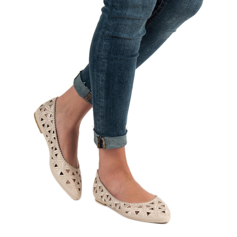 Ażurowe Baleriny VICES beżowy 2