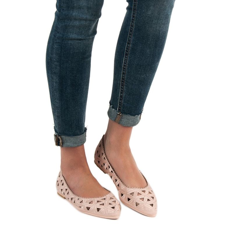 Ażurowe Baleriny VICES różowe 2