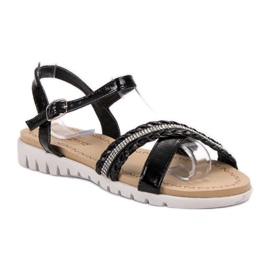 Groto Gogo Sandały Z Kryształkami czarne 1