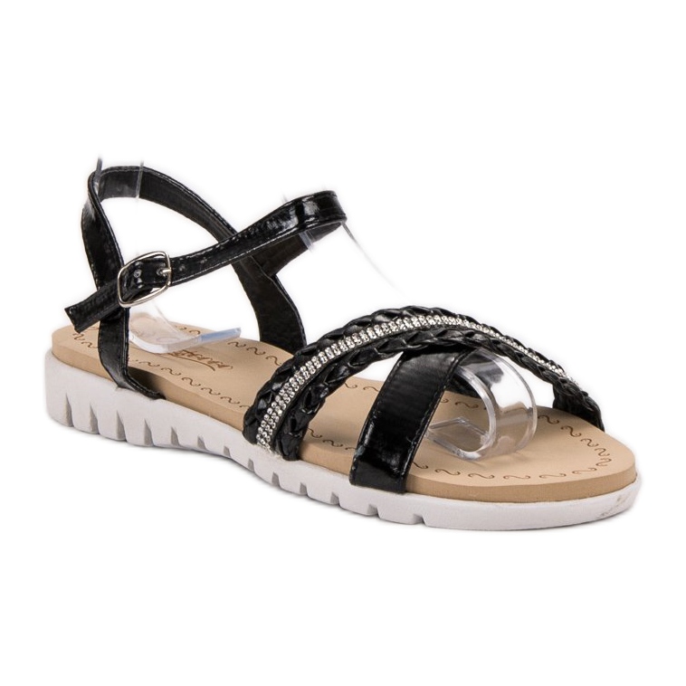 Groto Gogo Sandały Z Kryształkami czarne 1