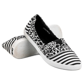 Sweet Shoes Slipony Ze Wzorem białe czarne 3