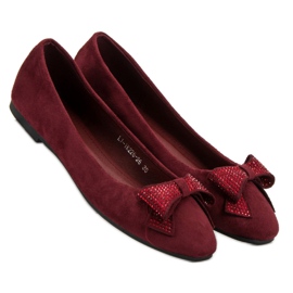 Best Shoes Bordowe Baleriny czerwone 3