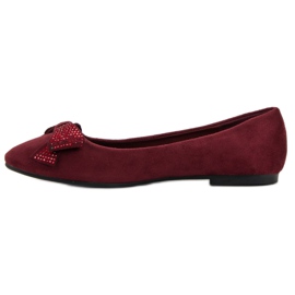 Best Shoes Bordowe Baleriny czerwone 5